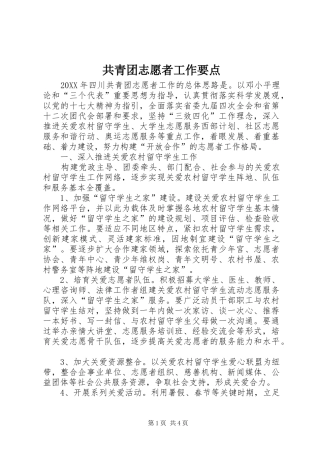 2024年共青团志愿者工作要点