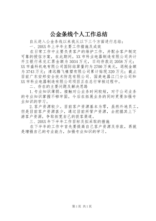 2024年公金条线个人工作总结