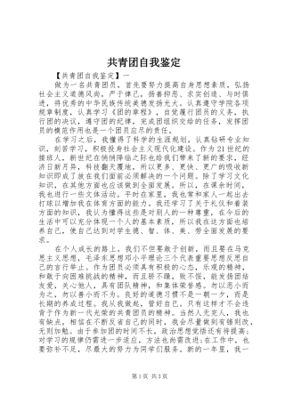 2024年共青团自我鉴定