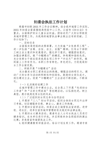 2024年妇委会执法工作计划