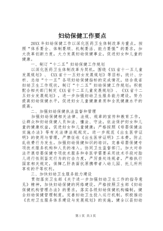2024年妇幼保健工作要点