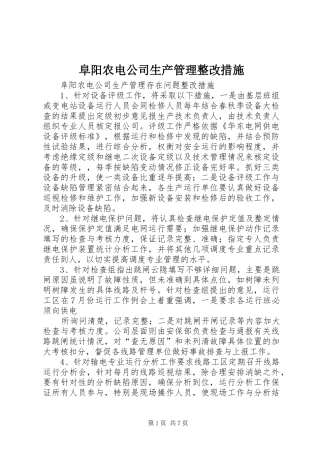 2024年阜阳农电公司生产管理整改措施