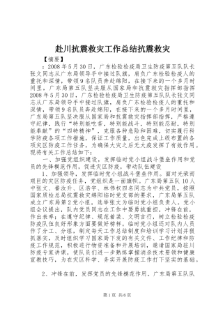 2024年赴川抗震救灾工作总结抗震救灾