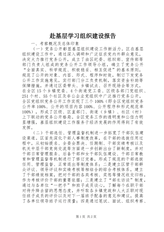 2024年赴基层学习组织建设报告