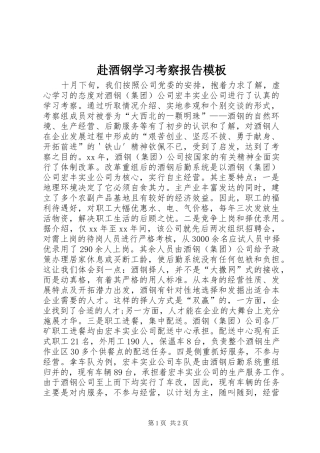 2024年赴酒钢学习考察报告模板