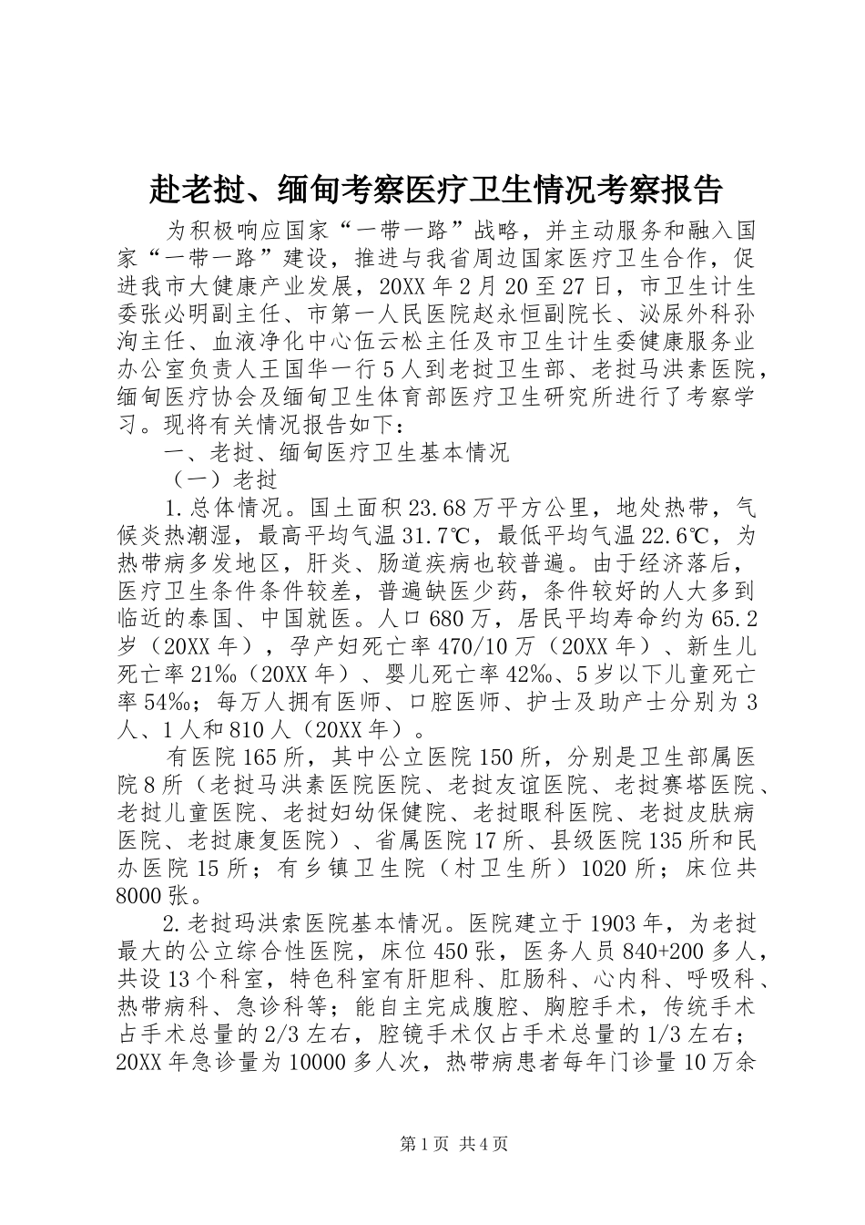 2024年赴老挝缅甸考察医疗卫生情况考察报告_第1页