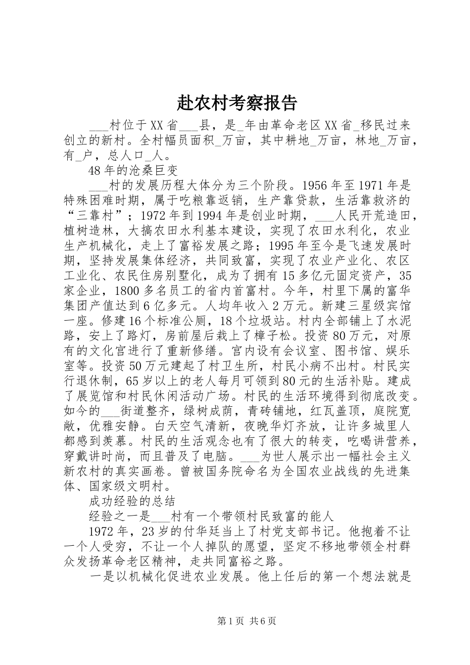 2024年赴农村考察报告_第1页