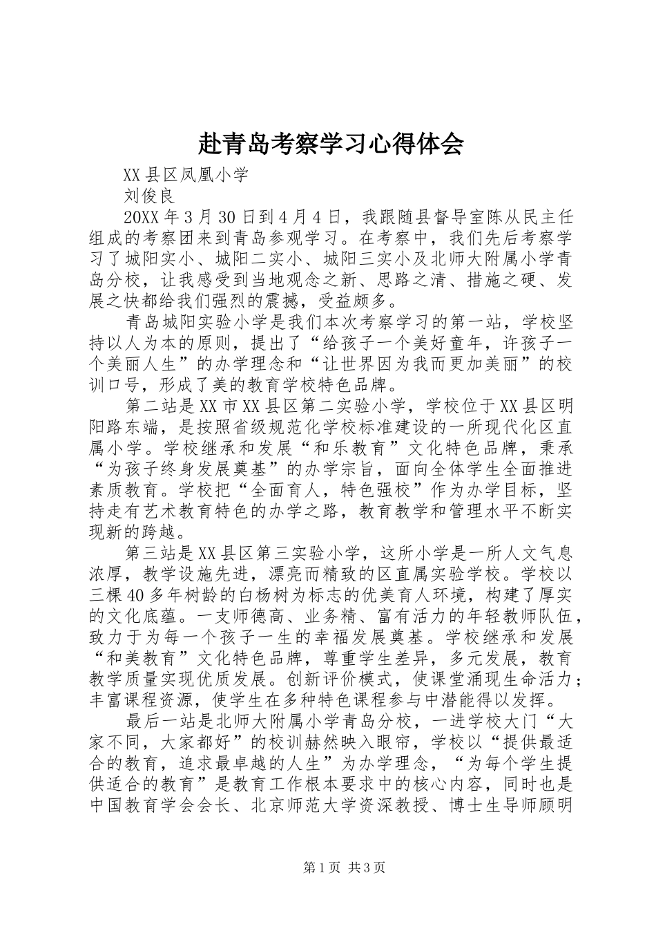 2024年赴青岛考察学习心得体会_第1页