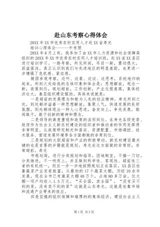 2024年赴山东考察心得体会