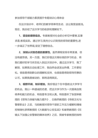 参加领导干部能力素质提升专题培训心得体会