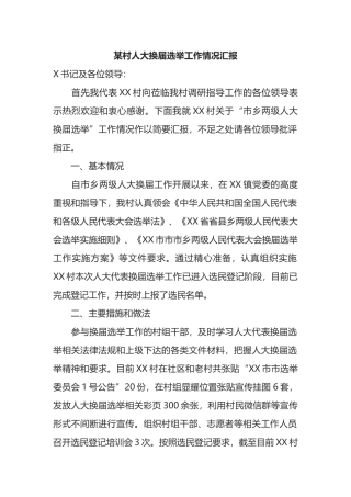 村人大换届选举工作情况汇报