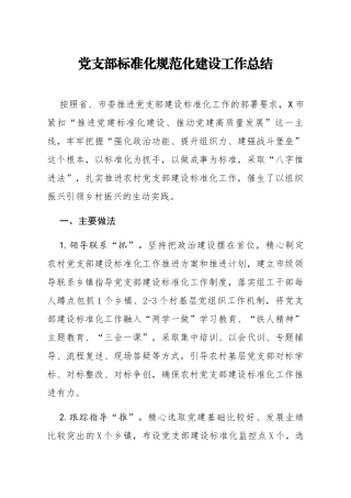 党支部标准化规范化建设工作总结