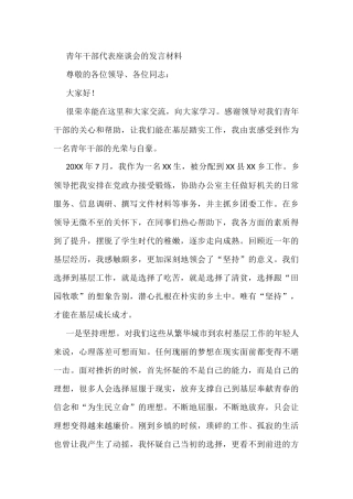 青年干部代表座谈会的发言材料