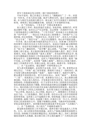 青年干部座谈会发言材料（镇干部驻村助理）