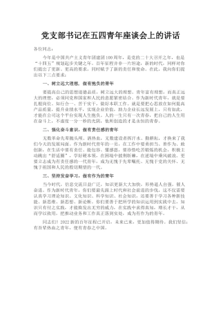 党支部书记在五四青年座谈会上的讲话