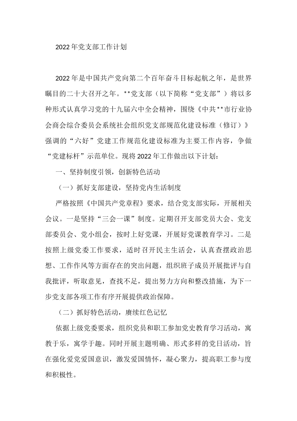 2022年党支部工作计划_第1页