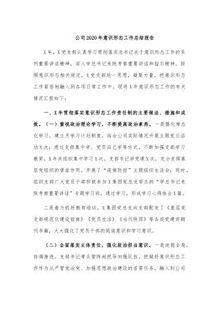 公司2020年意识形态工作总结报告