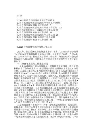 自然资源和规划工作总结（9篇）