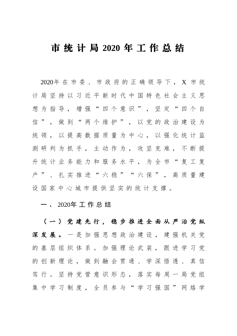 市统计局2020年工作总结_第1页
