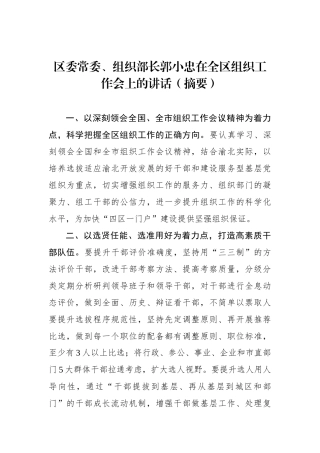 郭小忠：在全区组织工作会上的讲话（摘要）_转换