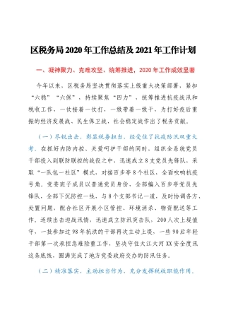 税务局2020年工作总结及2021年工作计划
