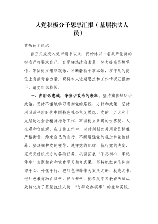 入党积极分子思想汇报（基层执法人员）