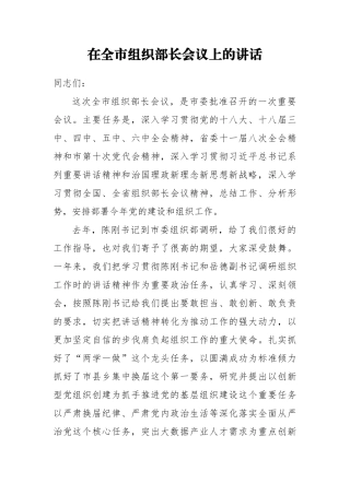王华平：在全市组织部长会议上的讲话_转换