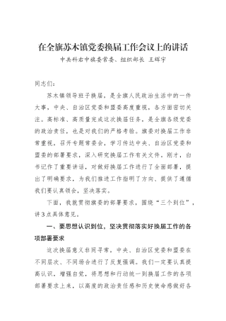 王辉宇：在全旗苏木镇党委换届工作会议上的讲话_转换