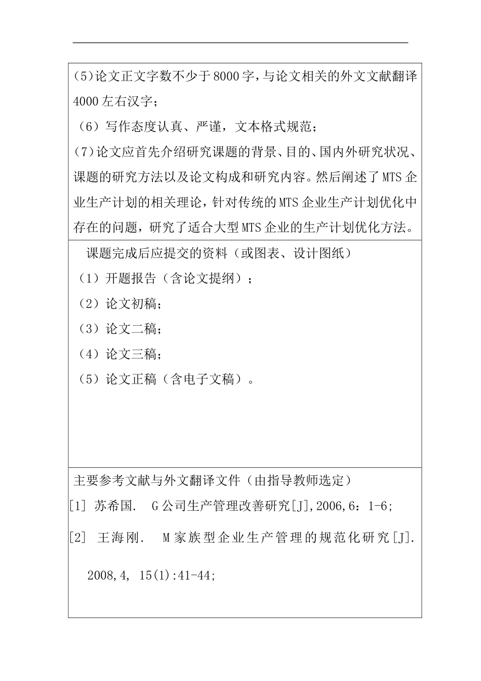 MTS型企业生产计划管理系统优化研究任务书_第2页