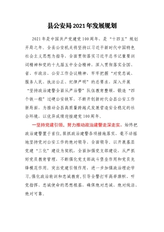 县公安局2021年发展规划