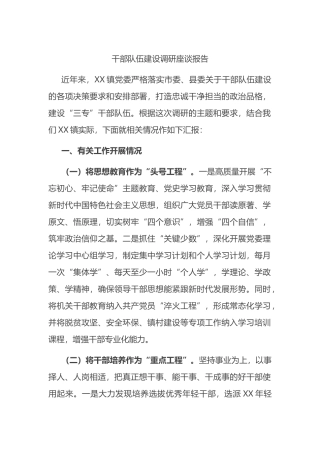 干部队伍建设调研座谈报告