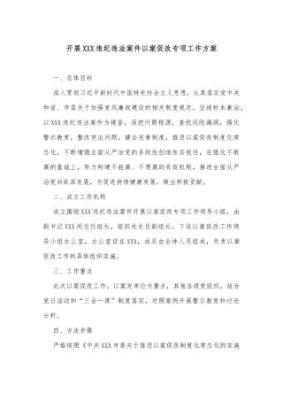 开展XXX违纪违法案件以案促改专项工作方案