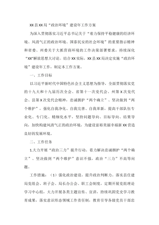 XX县XX局“政治环境”建设年工作方案