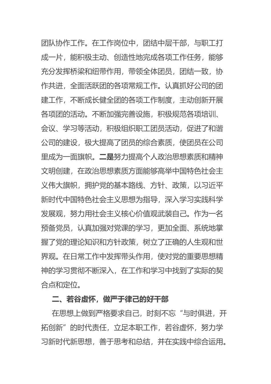 立足岗位扛起使命担当 奋力描绘公司发展蓝图——优秀团干部先进事迹材料_第2页