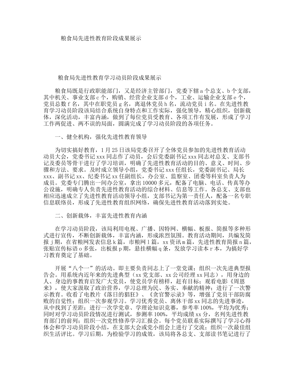 粮食局先进性教育阶段成果展示_第1页
