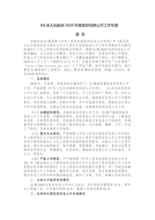 乡镇2020年度政府信息公开工作年度报告