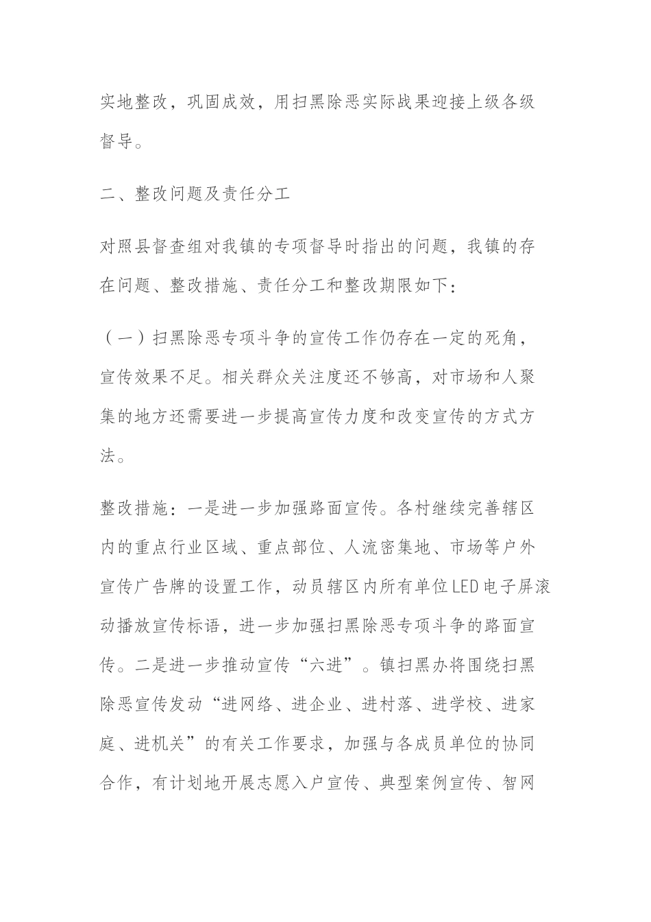 乡镇扫黑除恶专项督导问题整改工作方案_第2页