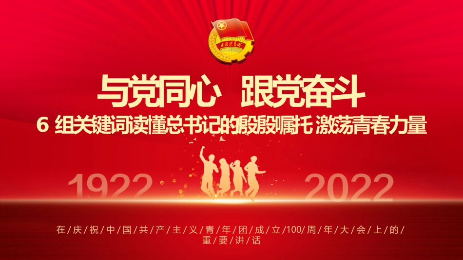 共青团成立100周年大会重要讲话解读PPT6组关键词读懂总书记的殷殷嘱托激荡青春力量团课课件_第1页