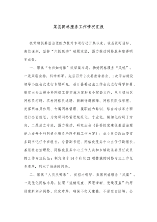 某县网格服务工作情况汇报