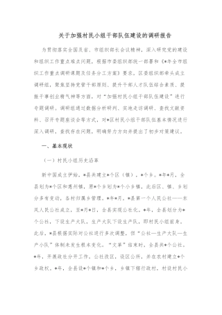 关于加强村民小组干部队伍建设的调研报告
