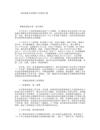 农村最低生活保障工作情况汇报