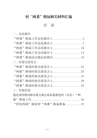 （22篇）乡镇村“两委”换届材料汇编 交流发言 总结汇报