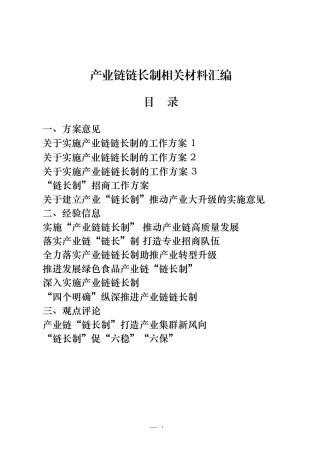 （24篇）产业链链长制方案、讲话等汇编