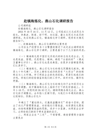 2024年赴镇海炼化燕山石化调研报告