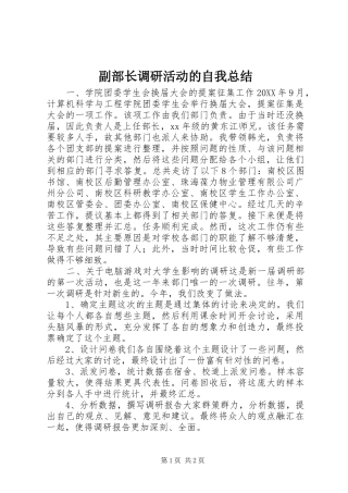 2024年副部长调研活动的自我总结