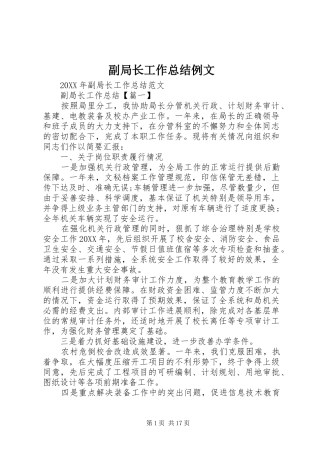 2024年副局长工作总结例文