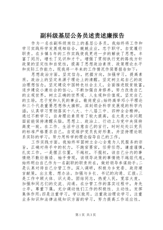 2024年副科级基层公务员述责述廉报告