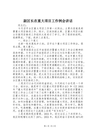 2024年副区长在重大项目工作例会致辞