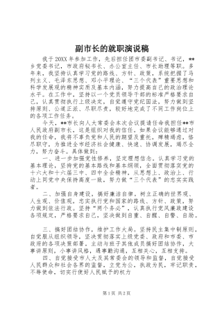 2024年副市长的就职演说稿