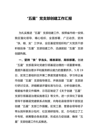 “五星”党支部创建工作汇报
